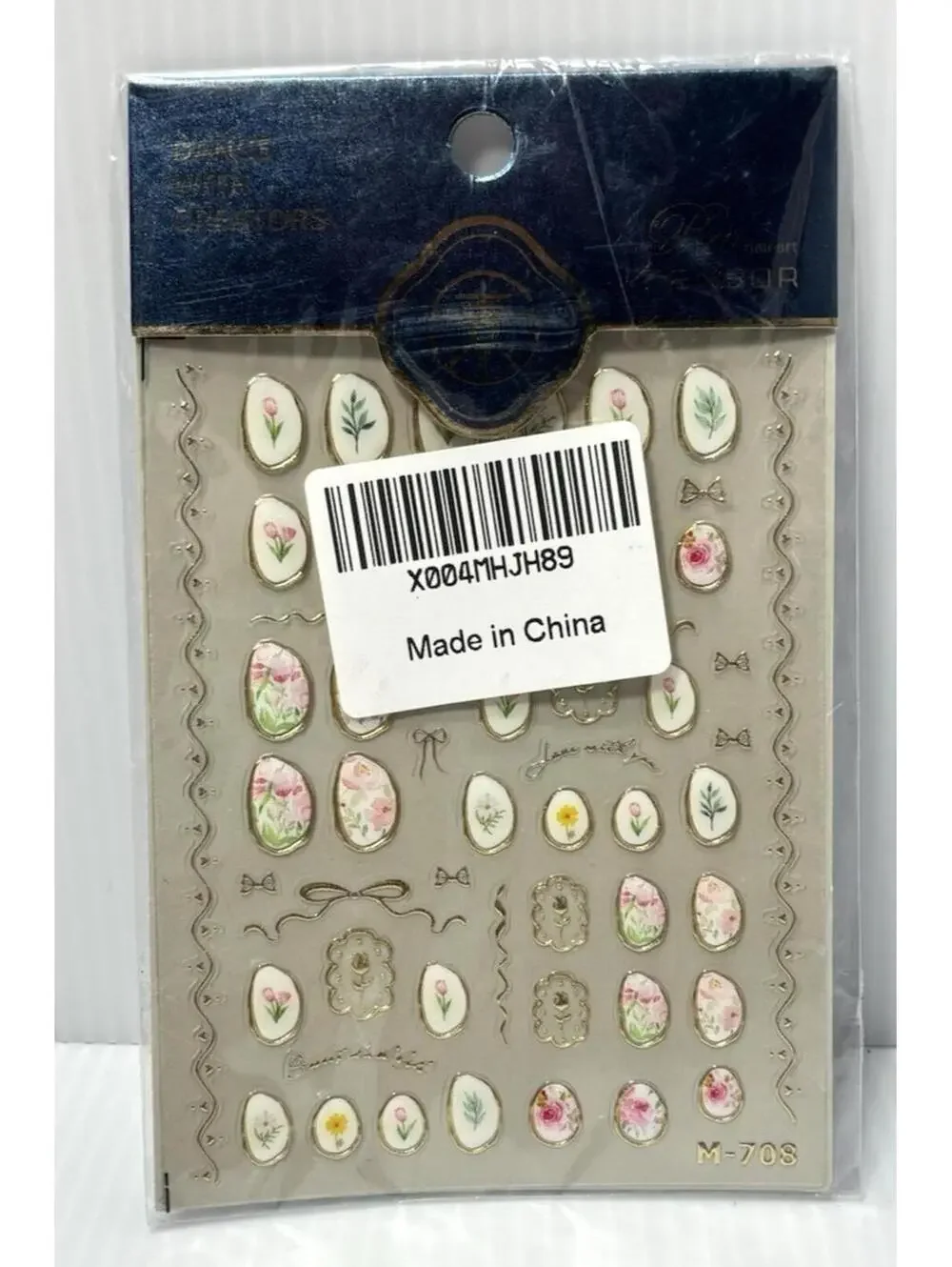 Floral Nail Art Stickers Decals 3D Self Adhesive Vintage Flower Leaf Nail Decor